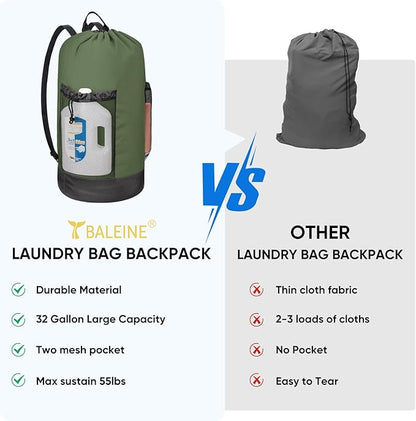 BALEINE 2PK 120L Laundry Bag Backpack, 900D Oxford Fabric Large Travel Laundry