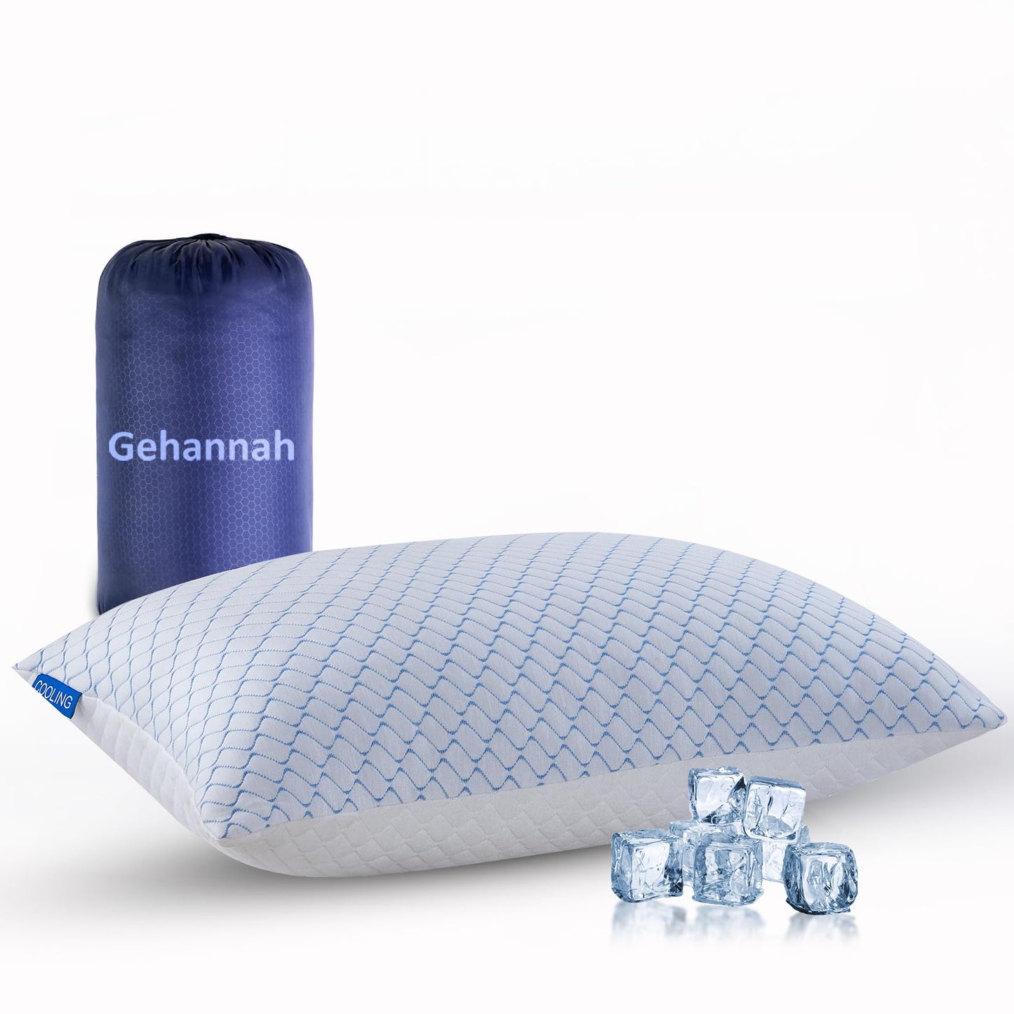 Gehannah Travel Pillow - Large 1 Pack Compressible Camping Pillow for Sleeping - Shredded Memory Foam with 2 Storage Bags - Supportive for Adults, Kids, Outdoor, Backpacking, Hiking Gear