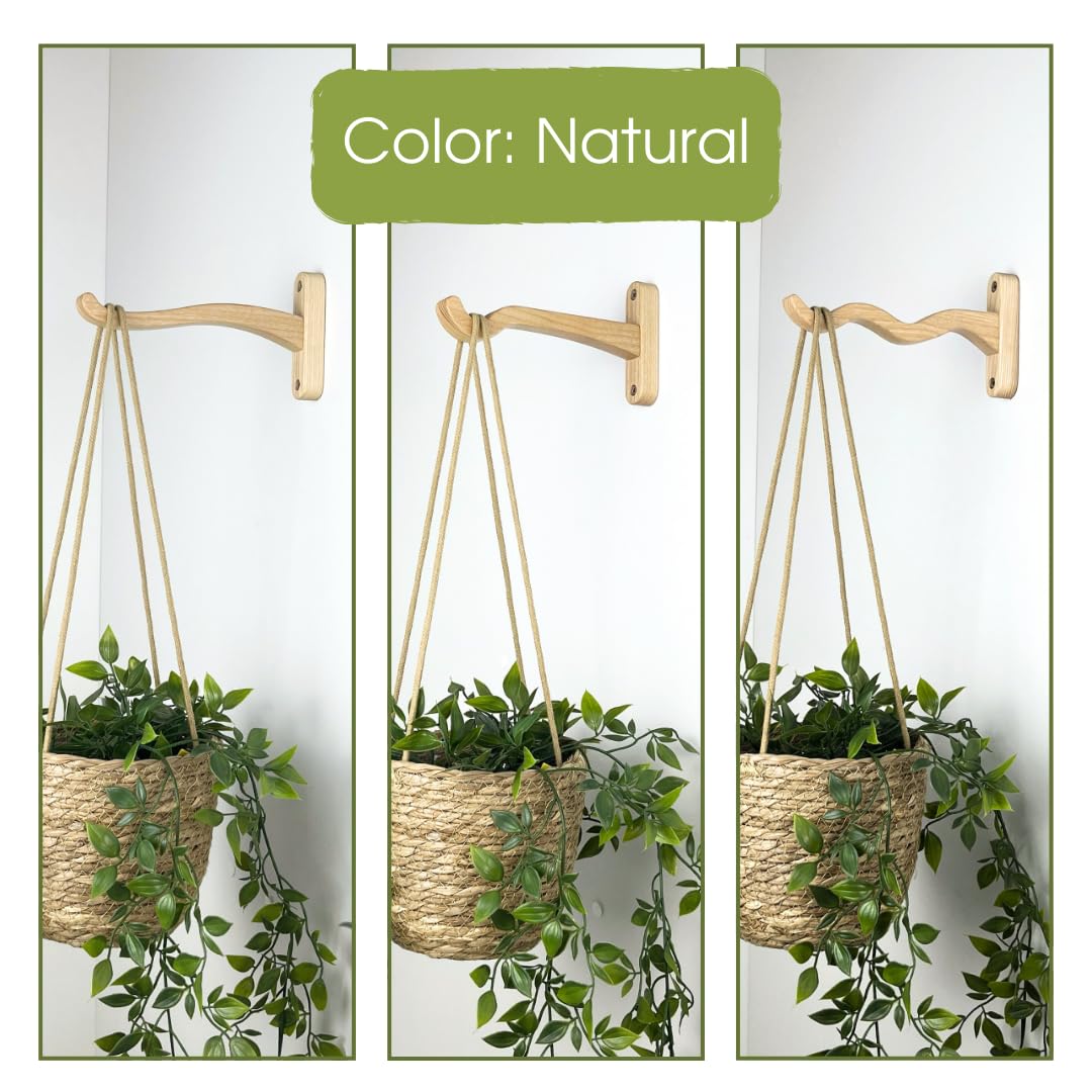 EvenWood Wooden Wall Plant Hanger for Plants - Wood Indoor Plant Hook for Wall Plant, Wind Chimes, Flower Brackets - Durable Bracket Plant Hanger (KO2)