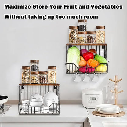 Livabber Fruit Basket for Kitchen, Metal Fruit Vegetable Storage Bin