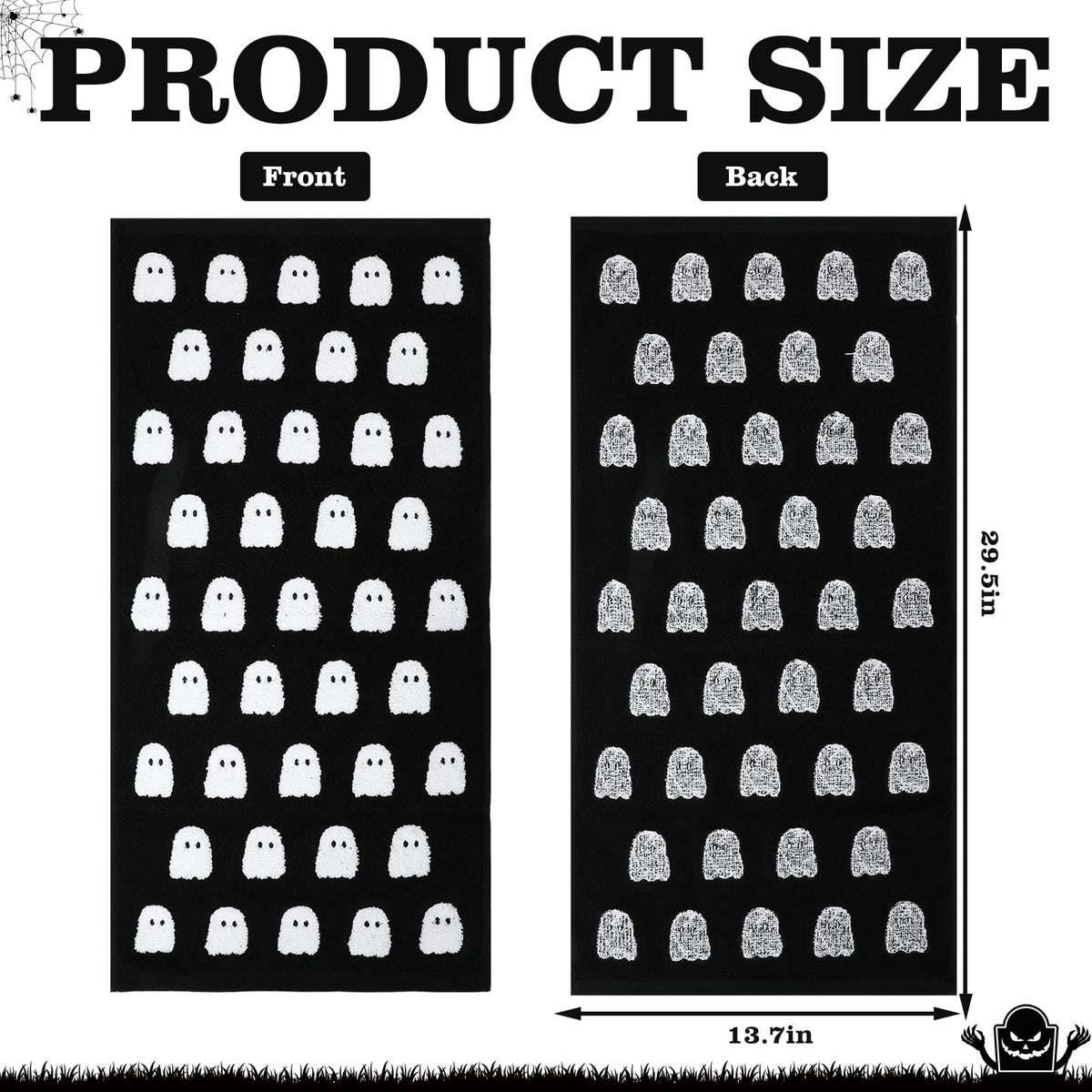JarThenaAMCS 2 Pack Halloween Hand Towels 3D Black White Ghost Decorative Towel Spooky Boo Cotton Bathroom Towel for Kitchen Drying Cleaning, 29.5 x 13.7 Inch