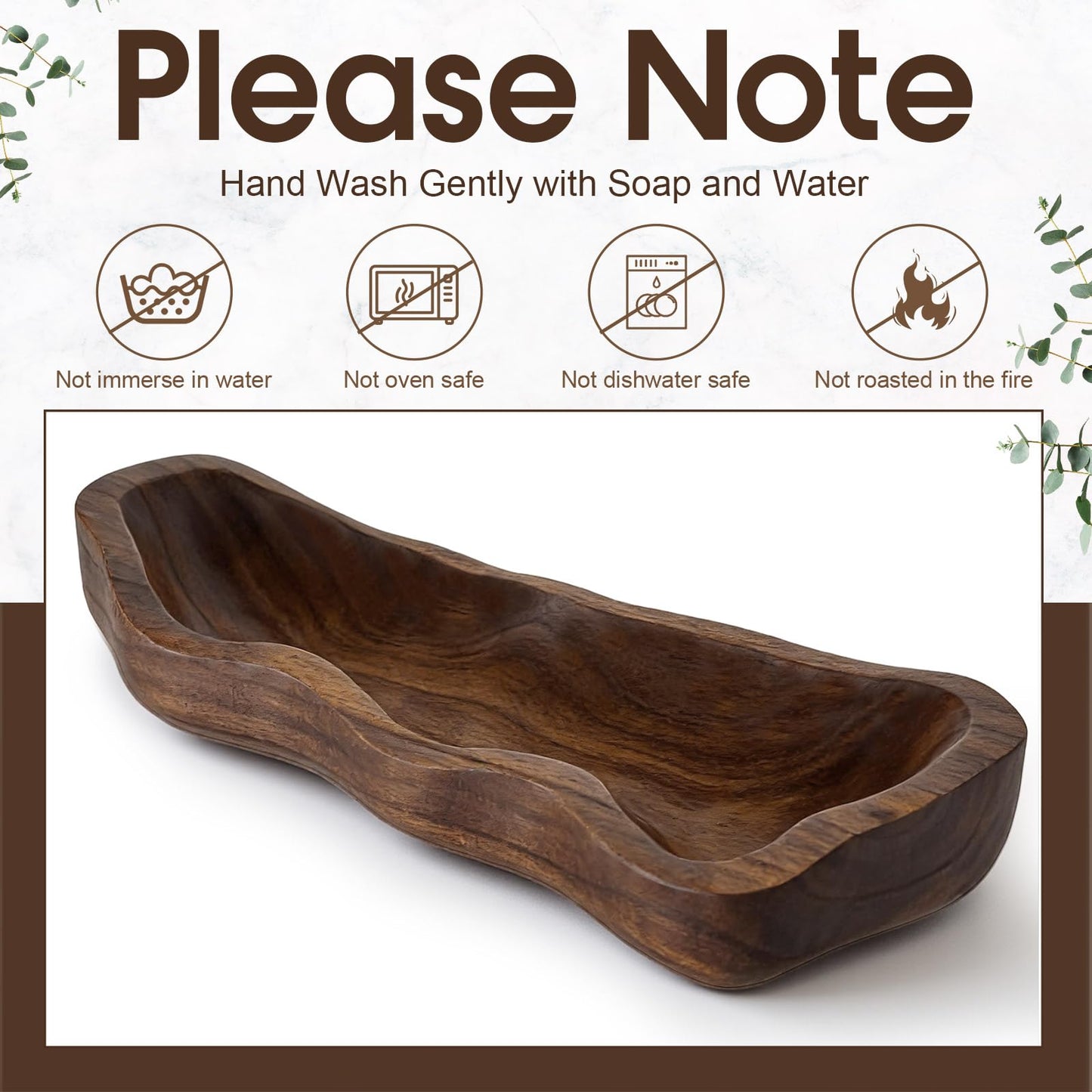 Nuogo 14 Inch Wavy Live Edge Dough Bowl Large Size Wood Rustic Dough Bowl Decorative for DIY Farmhouse Home Supplies Kitchen Decoration(Brown)