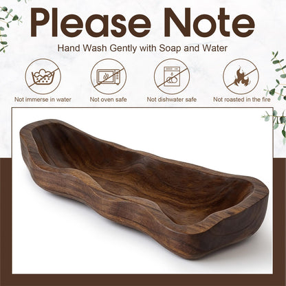 Nuogo 14 Inch Wavy Live Edge Dough Bowl Large Size Wood Rustic Dough Bowl Decorative for DIY Farmhouse Home Supplies Kitchen Decoration(Brown)