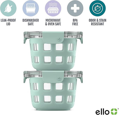 Ello Duraglass 2-Pack 2 Cup Reusable Glass Container Jar