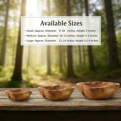 JFFLYIT Creative Wood Bowl Root Carved Bowl Handmade Natural Real Wood Candy Serving Bowl (12"-14")