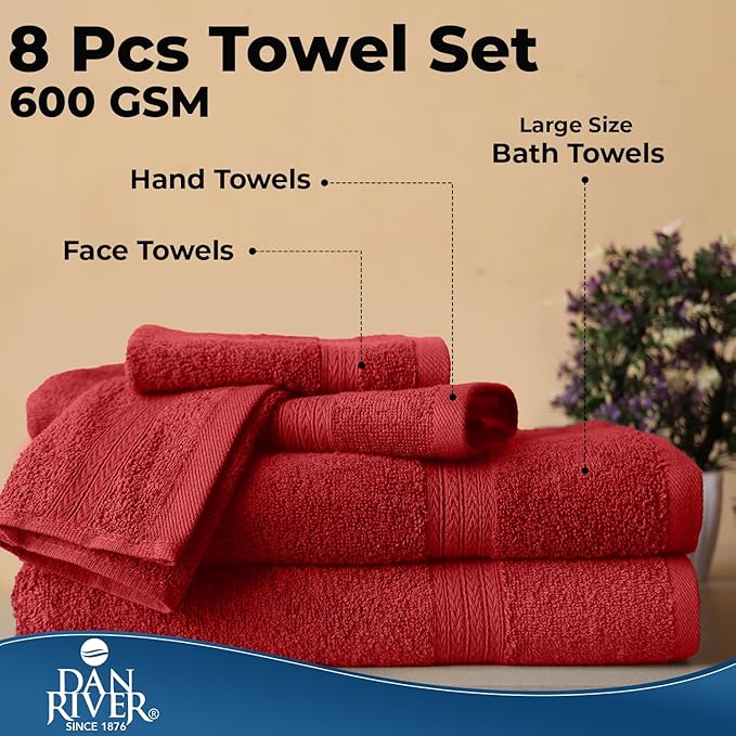 DAN RIVER 8 PC Luxury Bath Towels