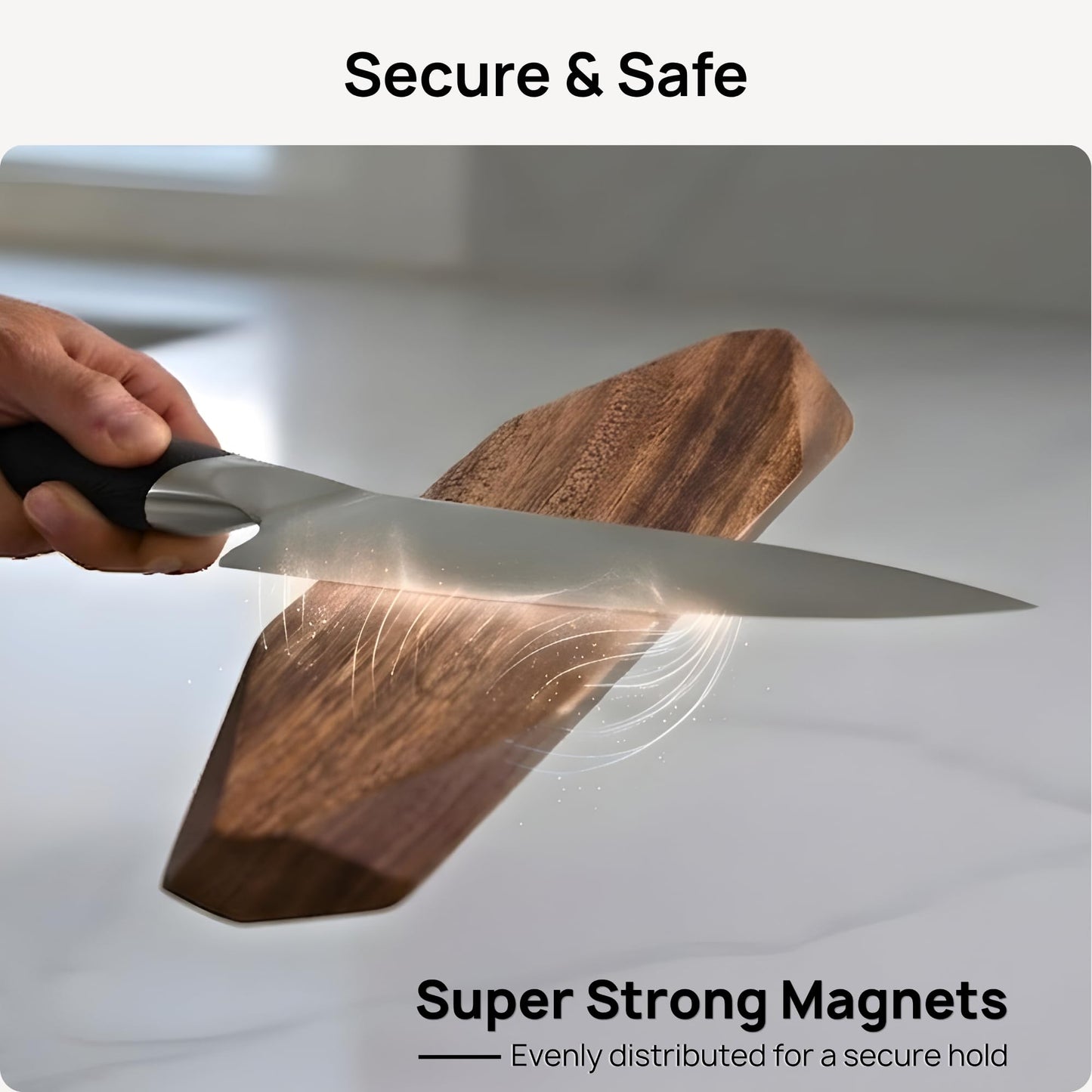 Ibyx Acacia Magnetic Knife Strip - Wooden Wall-Mount Magnetic Knife Holder & Organizer with 3M No-Drill & Screw Mount Options, Water-Resistant Universal Knife Holder | 16 Inches, Capacity 8.8 lb