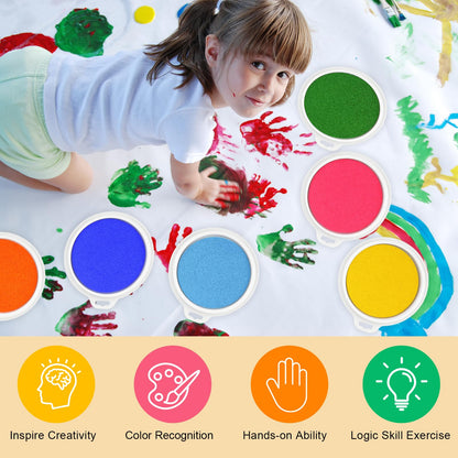 8 Colors 7" Large Ink Pads, Safe & Washable Stamp Pads for Kids, Vibrant Craft Ink Pad for Handprint & Footprint Art, Finger Painting, Card Making DIY Crafting, Paper, Wood, Fabric