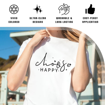 Motivational DTF Transfers Ready to Press - 20 Sheets Positive Quotes Iron on Transfers for T-Shirt Inspirational Iron on Decals Patches DIY Heat Vinyl Stickers for Clothing Pillow Hat Hoodie Bagpack