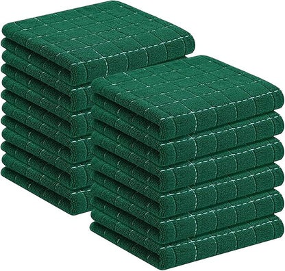 Homaxy 100% Cotton Terry Kitchen Towels, Checkered Designed, Soft and Super
