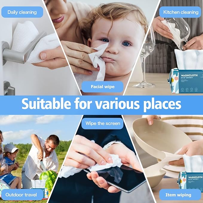 100 Count Disposable Face Towel, Thickening Ultra Soft Washcloths, Facial