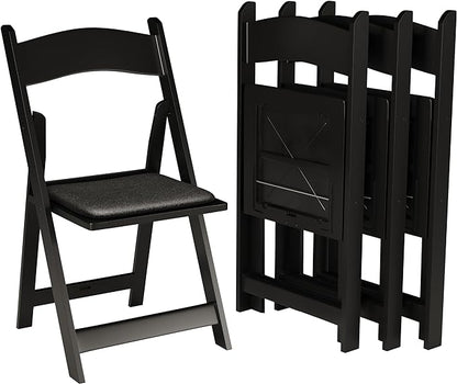 200 Black Resin Stackable Folding Chair - Comfortable Black Foldable Chair - Folding Chairs with Padded Seats - Indoor/Outdoor Folding Chairs for Events - Lightweight Foldable Chairs (200 Pack)
