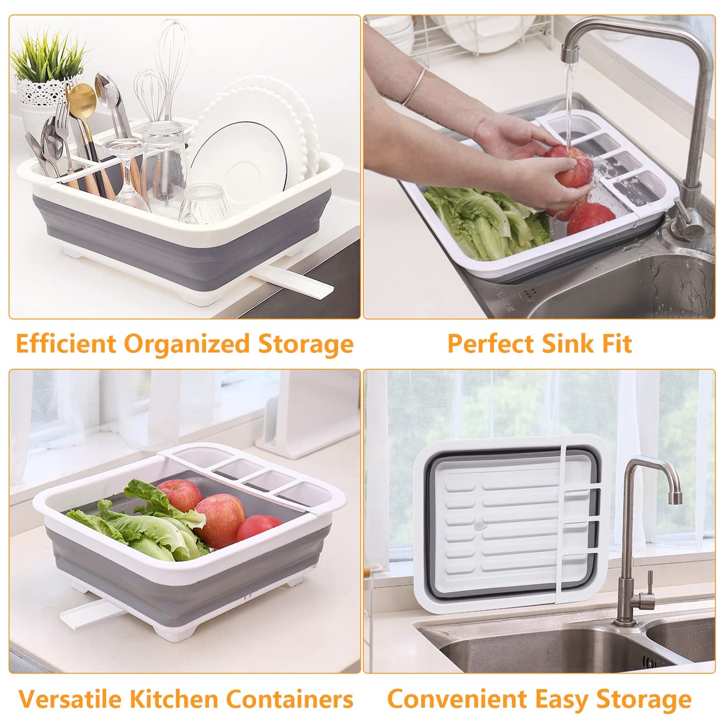 Collapsible Dish Drainer with Drain Plug & Swivel Spout - Space-Saving, Portable Dish Rack for Kitchens, RVs, Campers & Travel Trailers