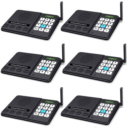6 Pack Intercoms Wireless for Home - Room to Room Intercom System for House, Business, Office, Hotel - Long Range Home Communication System