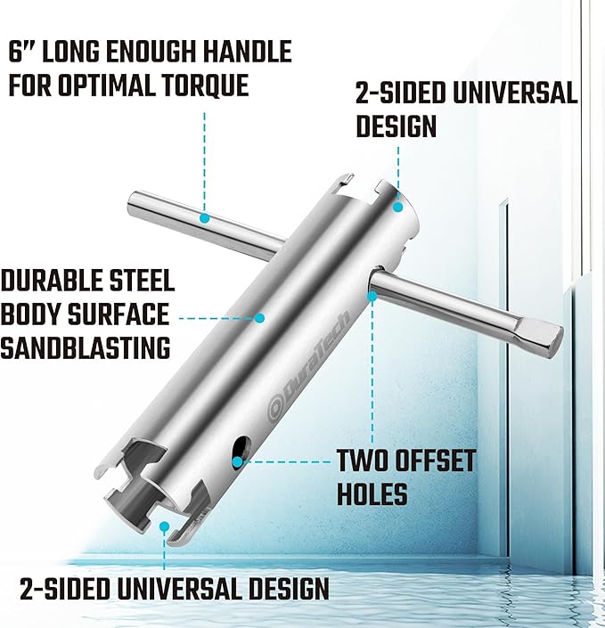 DURATECH Long Reach Basket Strainer Wrench, Universal Sink Strainer Wrench