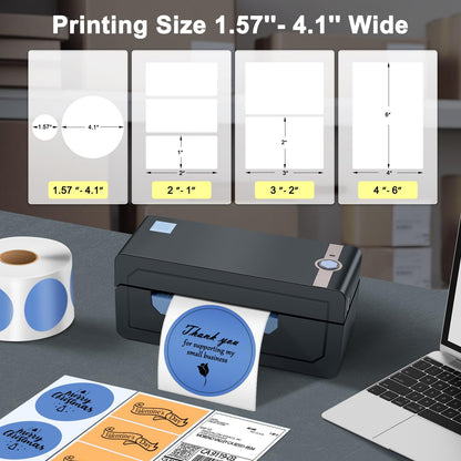JADENS Bluetooth Thermal Shipping Label Printer – Wireless 4x6 Shipping Label Printer, Compatible with Android, iPhone, Windows & Mac, Widely Used for, Amazon, Shopify, Etsy, USPS(Blue)