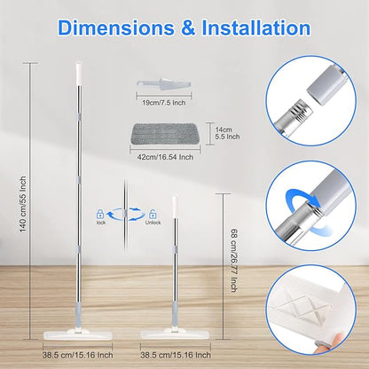 Microfiber Mop for Cleaning Floors, 55 Inch Extendable Flat Mop