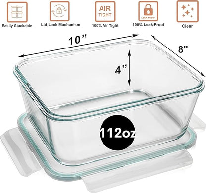 Razab 3300 ml / 112 oz Large Glass Food Storage Containers