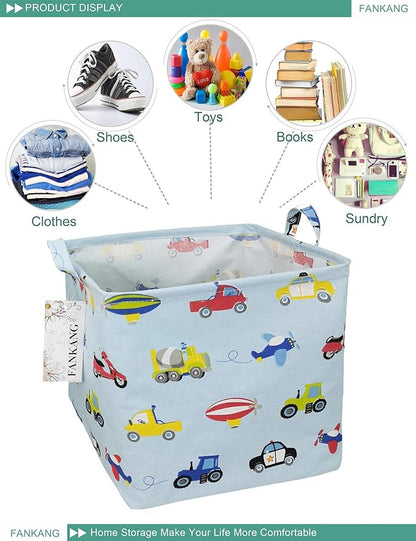 FANKANG Square Nursery Hamper Storage Bins Canvas Laundry Basket Foldable