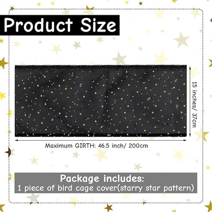 Shappy Large Bird Cage Cover Birdcage Nylon Mesh Net Cover Seed Feather Catcher Twinkle Star Universal Birdcage Cover Bird Seed Guard Skirt for Parakeet Macaw African Round Square Cage (Black, L)