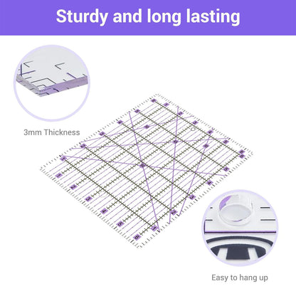 Headley Tools 39 Pcs Rotary Cutter Set - Quilting Kit incl. 45mm Fabric Cutter with 5 Extra Blades, A4 Cutting Mat, 2 Craft Knife Set, Sewing Clips, Ideal for Crafting, Sewing, Patchworking Purple