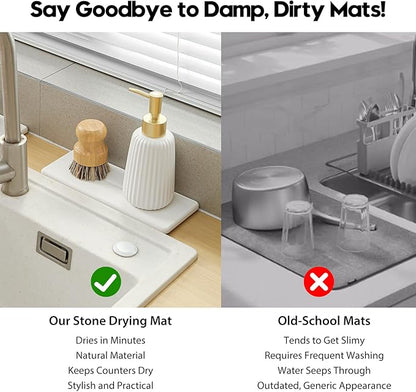 2 Pack Diatomite Stone Sink Tray, Water Absorbing Mat