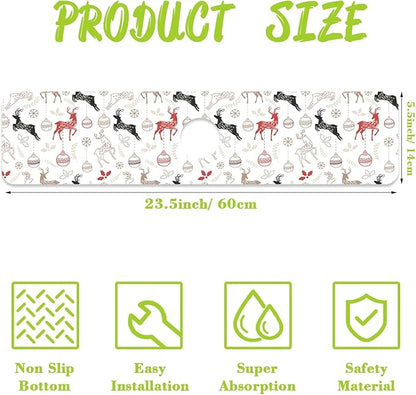 Chrismas Sink Faucet Absorbing Mat Christmas Sink Splash Guard Drying Mat