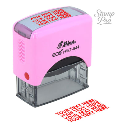 Stamp Pro Pink Self Inking 4 Line Custom Stamp – Personalized Name or Text Stamp for Home, School, Crafts & Business Use