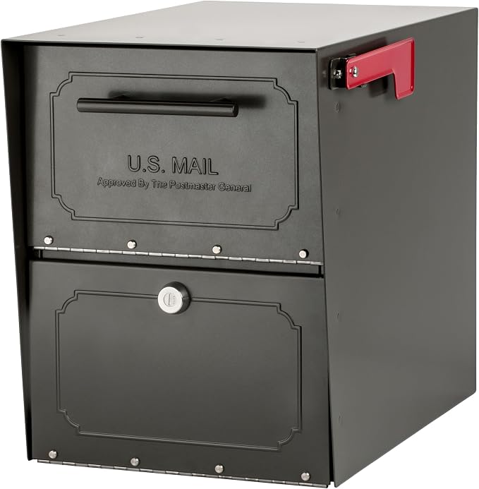 Architectural Mailboxes 6200Z-10 Oasis Classic Locking Post Mount Mailbox, 18"D x 11.5"W x 14"H ,Graphite Bronze
