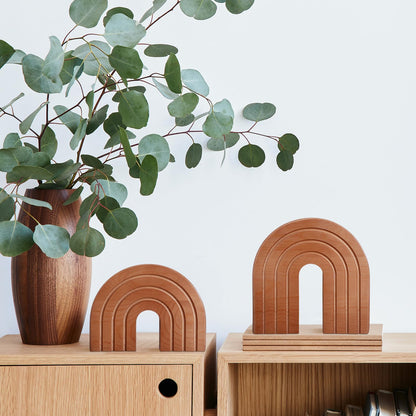 DoubleFill Set of 2 Wooden Arch Decor Boho Wood Rainbow Arch Decorative Objects Modern Shelf Decor Aesthetic for Table Shelf Mantel Living Room Decor