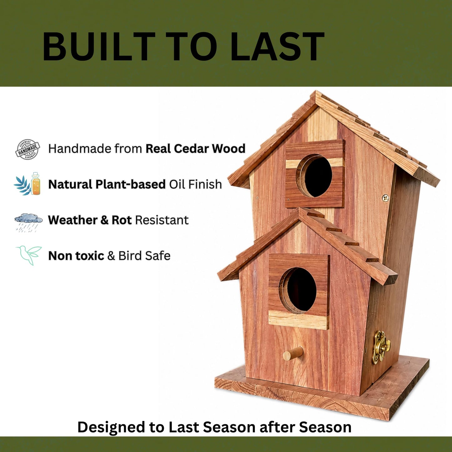 Cedar Bird House for Outside, Wooden Birdhouse for Outdoors, Bluebird House, Hanging Birdhouse with Predator Guard, Large Clean Out Door, All Natural Linseed Oil Finish