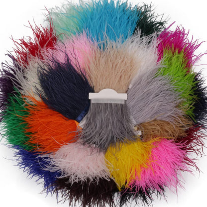 Ostrich Feathers Sewing Fringe Trim Ribbon for Crafts Clothes Accessories Latin Wedding Dress DIY 2-5 Yards 3-4inch Width (5 Yards, Purple)