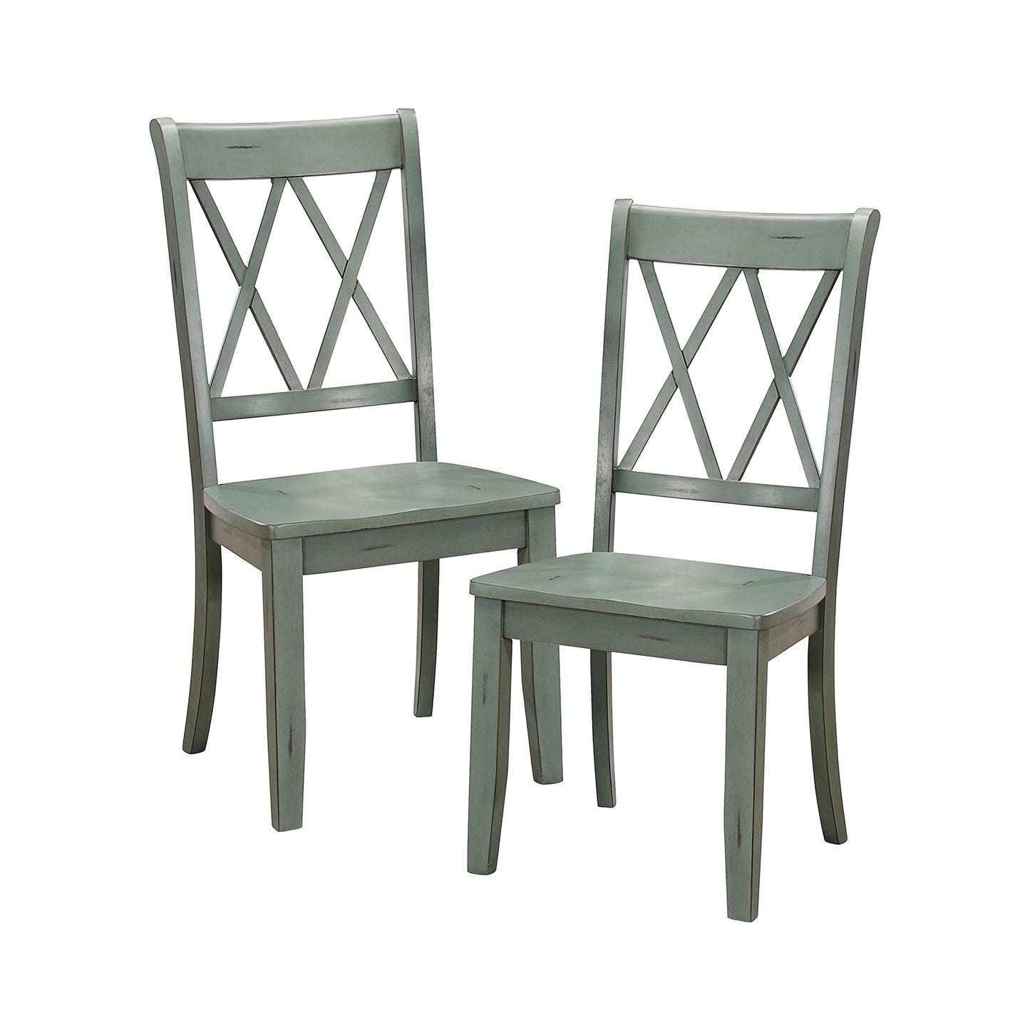 Lexicon Janina Dining Room Chairs Set of 2, Modern Farmhouse Dining Chairs Set of 2, Solid Wood, X Cross Back, for Traditional Modern Ranch Style Kitchen, Armless, Easy Assembly, Teal