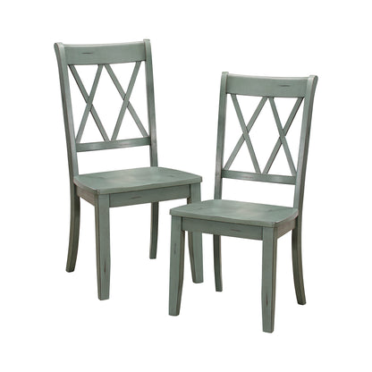 Lexicon Janina Dining Room Chairs Set of 2, Modern Farmhouse Dining Chairs Set of 2, Solid Wood, X Cross Back, for Traditional Modern Ranch Style Kitchen, Armless, Easy Assembly, Teal