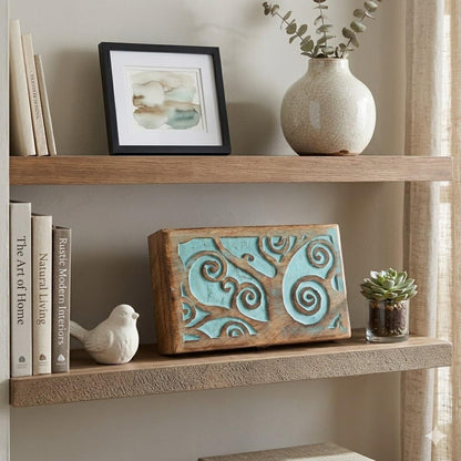 Great Birthday Gift Handmade Decorative Wooden Jewelry Box With Tree Of Life Carving & Lock & Key Jewelry Organizer Keepsake Box Treasure Chest Trinket Holder Watch Box Storage Box