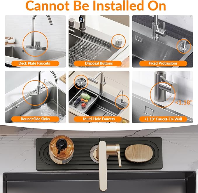 15.7 Inch Stone Faucet Mat for Kitchen Sink Splash Guard, Diatomite Sink