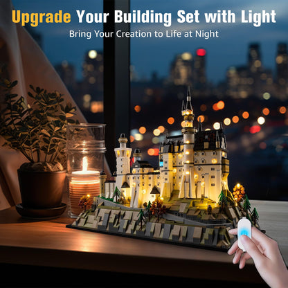 BrickSoul Upgrade Light Kit for Lego Architecture Neuschwanstein Castle 21063 Building Set | with ON/Off & Dimmer Switch & Hidden Cable Tech | Easy Install Lighting Set (21063 Set NOT Included)