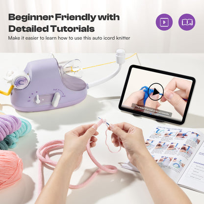Caydo Automatic i Cord Knitting Machine Pro, Electric iCord Knitter for Fast DIY Handmade Crafts, Hands-Free Yarn Knitter to Make Flower Handicrafts & Romantic Gift, Ideal Present for Crocheters