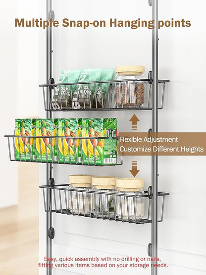 Delamu Over The Door Pantry Organizer, 9-Tier Pantry Door Organizers and Storage
