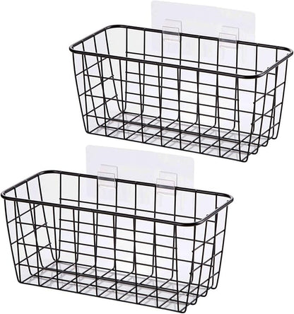 2 Set Adhesive Hanging Wall Basket Inside Cabinet Door Organizer, Wall Storage