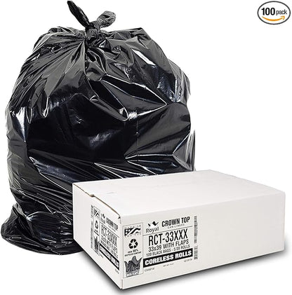 Aluf Plastics RCT-33XXX Heavy Duty 33 Gallon Trash Bags