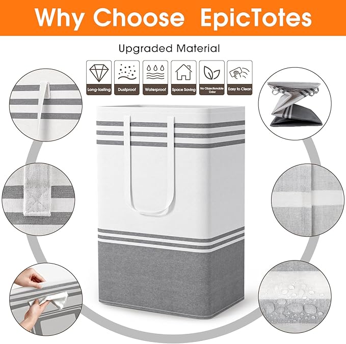 4 Pack Large Laundry Baskets, Laundry Hampers, Freestanding Waterproof