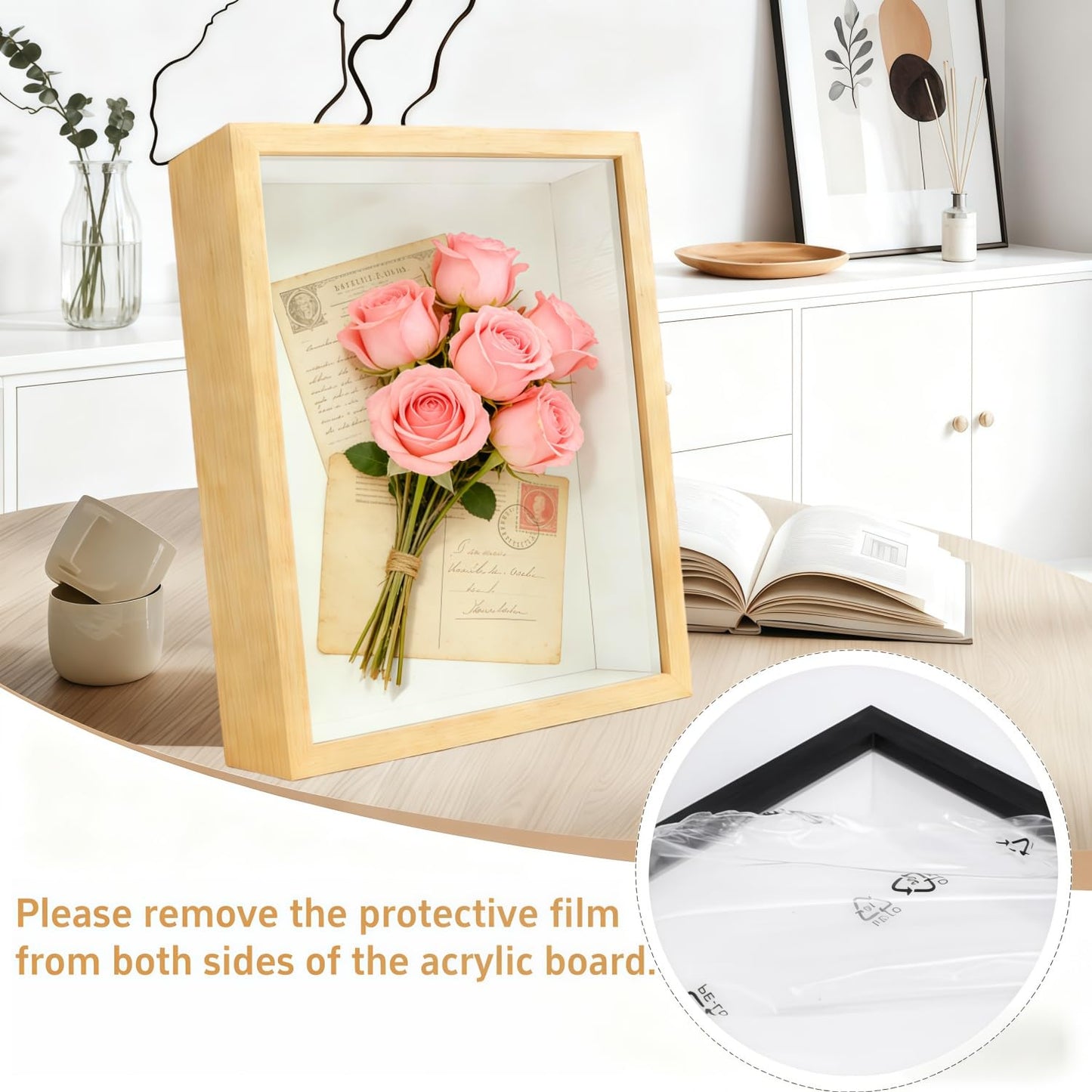 8x10 Shadow Box - 2Pack Wooden Deep Picture Frame with Shatter-Resistant Panel for Wall Decor | 3D Display Case for Military Medals, Flowers, Photos and Crafts | Easy to Open & Ready to Hang Gift Idea