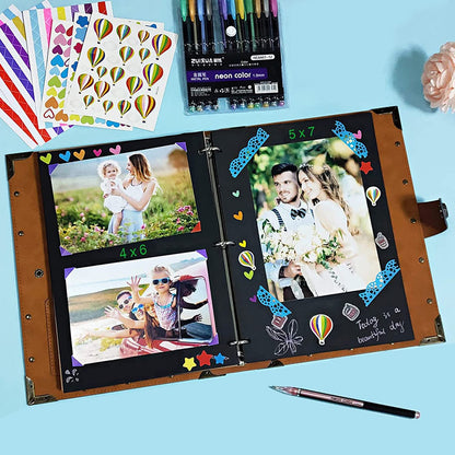 ZEEYUAN DIY Scrapbook Photo Album 60 Pages Leather Memory Photo Book 8.5x11 inch,Vintage Travelling Scrapbook Family Scrap Book Scrapbooking Supplies Kits for Couples