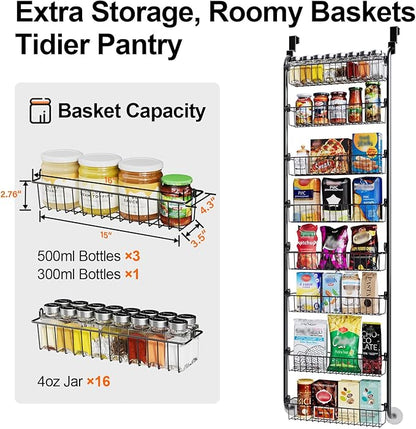 Delamu Over The Door Pantry Organizer, 8-Tier Pantry Door Organizers and Storage