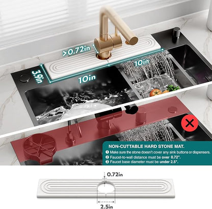 Stone Faucet Mat for Kitchen Sink – Diatomite Drying Stone Mat & Sink Protector