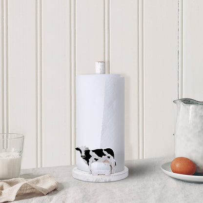 Yetene Cow Paper Towel Holder Cow Kitchen Decor Wooden Farmhouse Paper Towel Holder Countertop Kitchen Accessories Farm Rustic Home Bathroom Living Room Table Decor Gifts