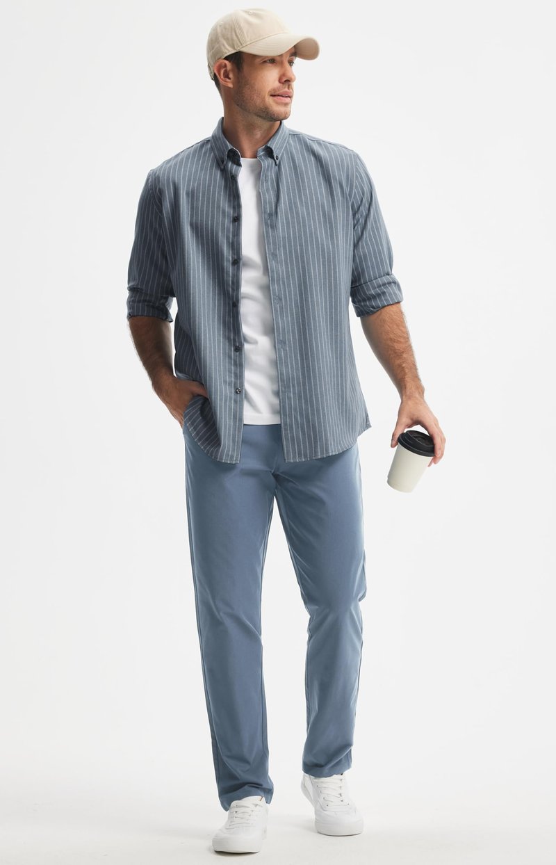 Libin Men's Dress Pants 32" Comfy Business Casual Golf Pants Quick Dry Lightweight Clothing for Men Travel Vocation Work Trousers Water Resistant, Ice Blue, 32W x 32L