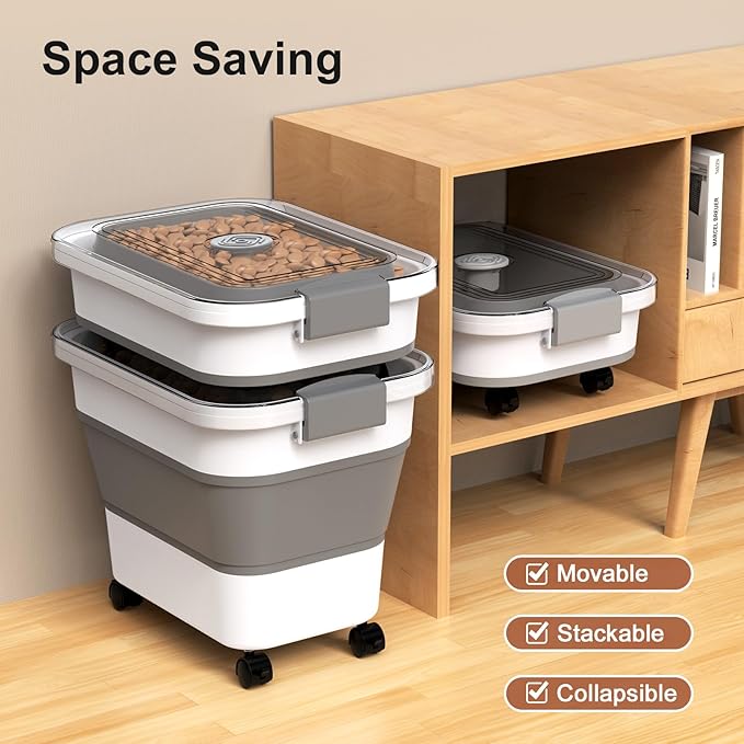 Dog Food Storage Container, 15-23 Lbs Collapsible Dog Food Container