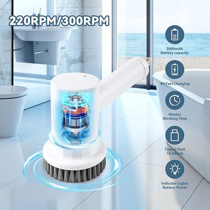 Electric Spin Scrubber Cordless Power Cleaning Brush